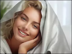 Blondynka w popielatym kapturze