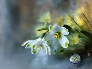 Grafika AI, Śnieżyca, Białe, Kwiaty