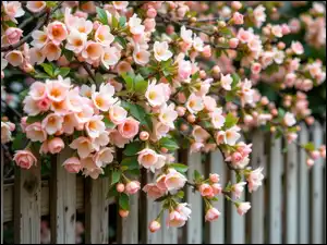 Gałązki, Płot, Kwiaty, Jasnoróżowe, Drzewo owocowe