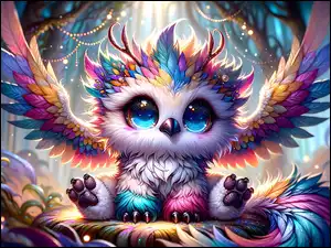 Duże, Grafika AI, Ptak, Kolorowy, Oczy