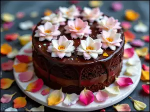 Płatki, Czekoladowe, Ciastko, Kwiaty