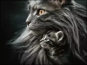 Grafika AI, Koty, Kotka, Kociak