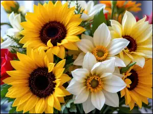 AI, Kwiaty, Bukiet kwiatów, Słoneczniki