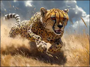 Grafika, Gepard, Bieg, Skok