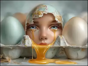 Twarz, Grafika AI, Jajko, Płaczące, Kobiety