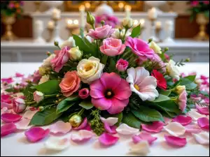 Kolorowe, Kwiaty, Kwiatów, Bukiet, Płatki, Różowe, Białe