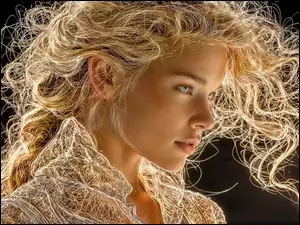 Grafika, Kobieta, Blondynka, Loki