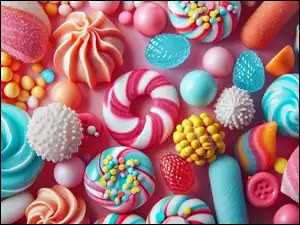 Grafika AI, Kolorowe, Słodycze, Cukierki