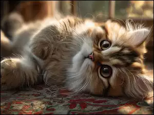 Kot leżący na dywanie