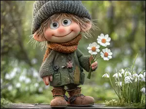 Dla dzieci, Chłopiec, Kwiaty, Grafika AI