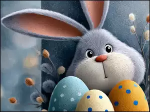 Bazie, Grafika AI, Pisanki, Zajączek, Wielkanoc