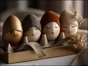 Grafika AI, Jajka, Twarze, Wstążki