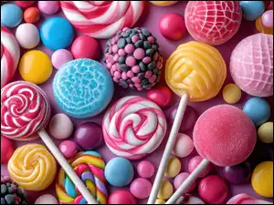 Kolorowe, Grafika AI, Żelki, Lizaki, Słodycze