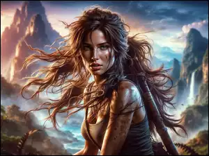 Rozwiane, Kobieta, Lara Croft, Grafika AI, Włosy, Postać