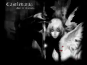 szarość, horror, kobieta, Castlevania, miecz