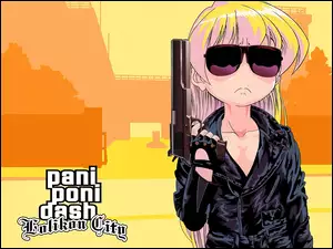 Pani Poni Dash, pistolet, okulary, kobieta