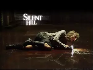 Silent Hill, latarka, Radha Mitchell, leży