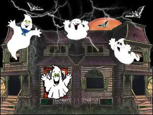 straszny dom, Halloween, duchy