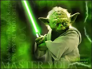 napisy, Star Wars, Yoda, zielony, laser