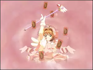 Cardcaptor Sakura, karty, dziewczyna, kij