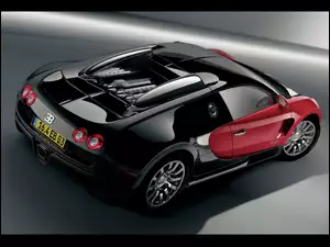 Czarny, Tył, Czerwony, Bugatti Veyron