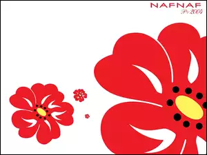 Naf Naf, grafika, czerwone, kwiaty