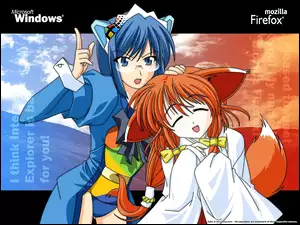 postać, FireFox, lis, kobieta, manga