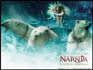 powóz, The Chronicles Of Narnia, niedźwiedzie, królowa śniegu, śnieg