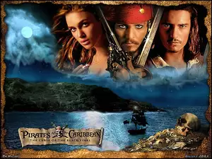 woda, Piraci Z Karaibow Johnny Depp, Orlando Bloom, Keira Knightley, księżyc