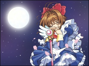 księżyc, Cardcaptor Sakura, dziewczya, sen, kij
