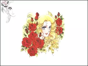 Berusaiyu No Bara, róże, kobieta, twarz