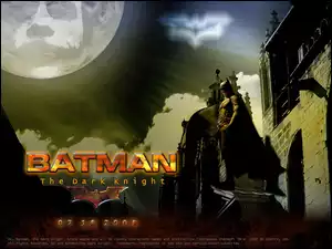 Batman Dark Knight, batman, księżyc, budynek