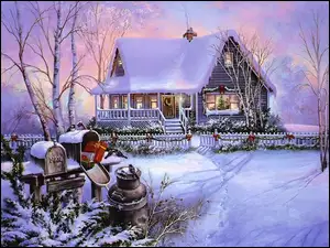 domek, Boże Narodzenie, Zima
