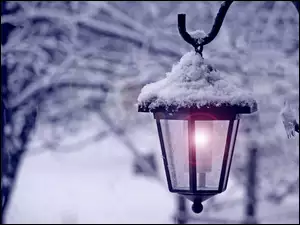 Śnieg, Lampa, Zima