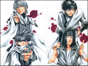 Saiyuki, pistolet, ludzie, krew
