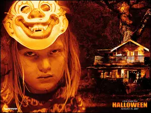 Halloween, dom, dziewczynka, maska