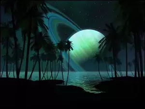 Planeta, Morze, Saturn, Palmy