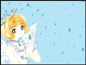 deszcz, dziewczyna, krople, Cardcaptor Sakura