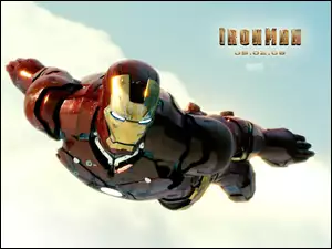 Iron Man, niebo, robot, leci