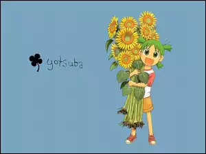 Yotsubato, słoneczniki, dziewczynka
