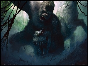 dinozaur, King Kong, goryl