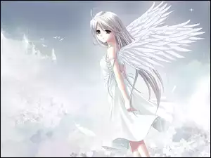 White Clarity, niebo, dziewczynka, skrzydła