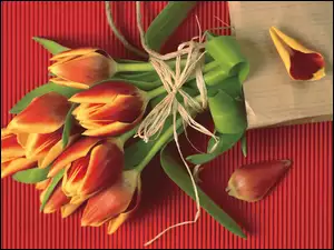 Tulipany, Torebka, Wstążka, Papierowa