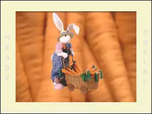 Wielkanoc, królik z marchewkami