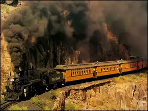 Pociąg, Węgiel, Czarny, Dym