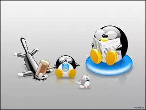 kot, smoczek, Linux, młotek, pingwin, mysz
