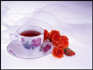 Róże, Filiżanka, Herbata