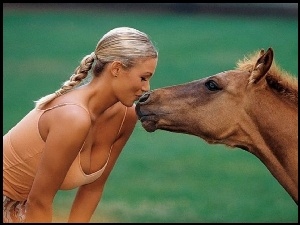 Pocałunek, Kobieta, Koń