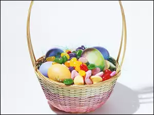 Wielkanoc, Koszyk, Kolorowe, Święconka, Jajeczka