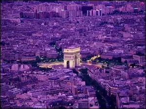 Francja, Wieczór, Paryż, Łuk Triumfalny